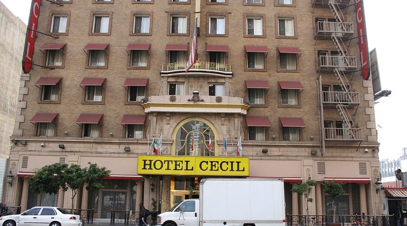 The front of the notorious Cecil Hotel in LA.